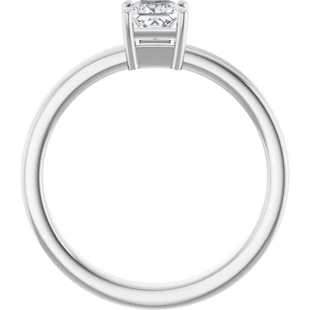 14K White Gold Princess-Cut Solitaire Ring with 1/3 CT Center and Grooved Band Detailing