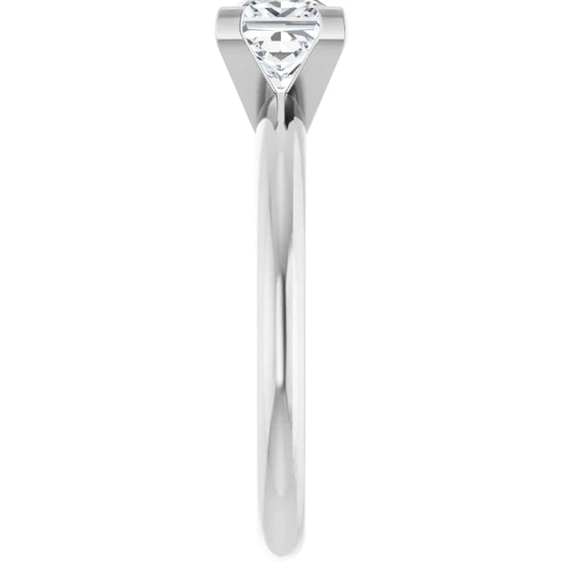 14K White Gold Princess-Cut Solitaire Ring with 3/4 CT Center and V-End Prong Setting