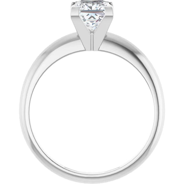 14K White Gold Princess-Cut Solitaire Ring with 3/4 CT Center and V-End Prong Setting