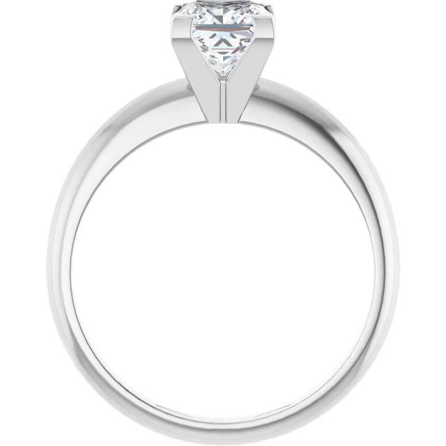 14K White Gold Princess-Cut Solitaire Ring with 3/4 CT Center and V-End Prong Setting