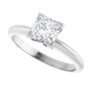 14K White Gold Princess-Cut Solitaire Ring with 3/4 CT Center and V-End Prong Setting