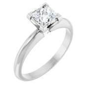 14K White Gold Princess-Cut Solitaire Ring with 3/4 CT Center and V-End Prong Setting