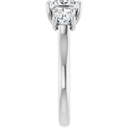 14K White Gold Princess-Cut Three-Stone Engagement Ring with 1/2 CT Center and 1 1/2 CTW Diamond Accents
