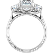 14K White Gold Princess-Cut Three-Stone Engagement Ring with 3/4 CT Center and 1 1/3 CTW Round Side Diamonds