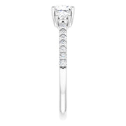 14K White Gold Princess-Cut Three-Stone Engagement Ring with 1 CT Center and 1 1/2 CTW Round Side Diamonds