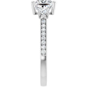 14K White Gold Princess-Cut Three-Stone Engagement Ring with 1/2 CT Center and 1 1/2 CTW Diamond Accents