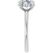 14K White Gold Solitaire Engagement Ring with 1 CT Oval Center and Claw Prongs