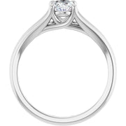 14K White Gold Split Shank Oval Engagement Ring with 1 CT Center and Claw Prong Setting