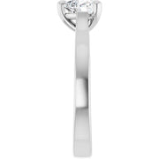 14K White Gold Tapered Band Ring with 1/2 CT Heart Diamond and Minimal 3-Prong Setting