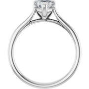 14K White Gold Tapered Band Ring with 1/2 CT Heart Diamond and Minimal 3-Prong Setting