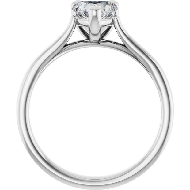 14K White Gold Tapered Band Ring with 1/2 CT Heart Diamond and Minimal 3-Prong Setting
