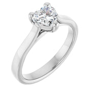 14K White Gold Tapered Band Ring with 1/2 CT Heart Diamond and Minimal 3-Prong Setting