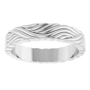 14K White Gold Wave-Pattern Sculptural Wedding Band