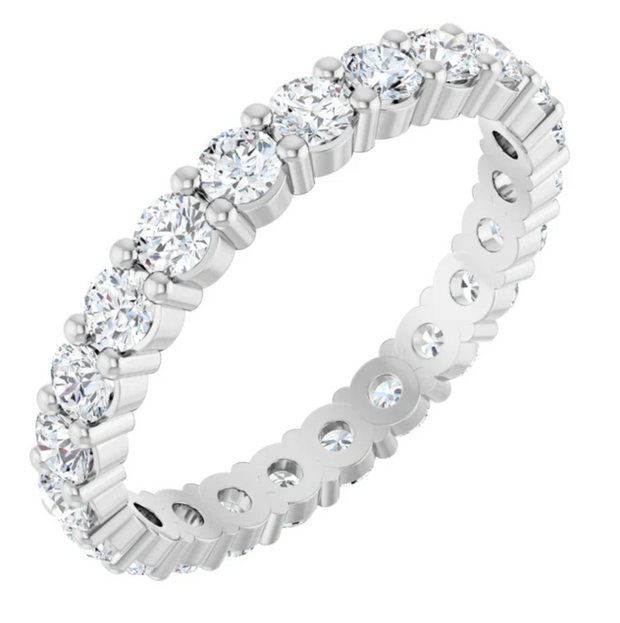 14K White Gold 1 3/8 CTW Round Diamond Eternity Wedding Band