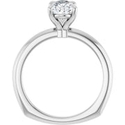 14k White Gold 1 1/2 CT Pear-Shaped Diamond Solitaire Ring with Claw-Prong Setting