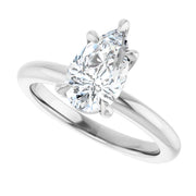 14k White Gold 1 1/2 CT Pear-Shaped Diamond Solitaire Ring with Claw-Prong Setting