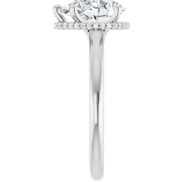 14k White Gold 1 1/2 CTW Pear-Shaped Diamond Halo Ring