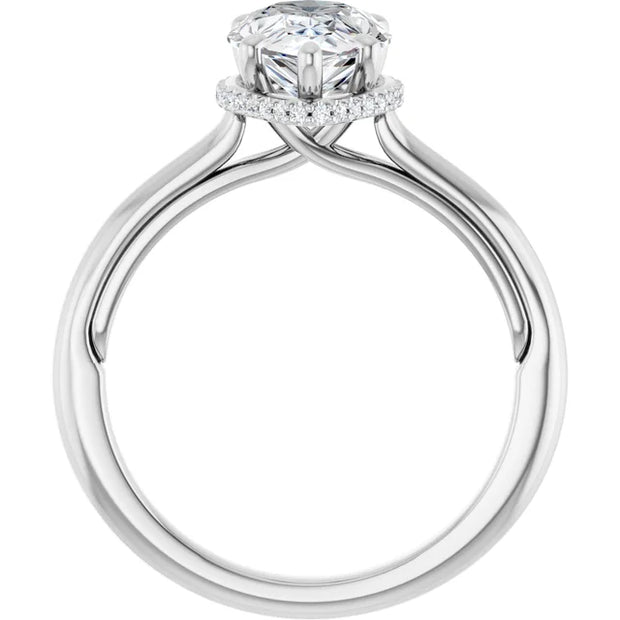 14k White Gold 1 1/2 CTW Pear-Shaped Diamond Halo Ring