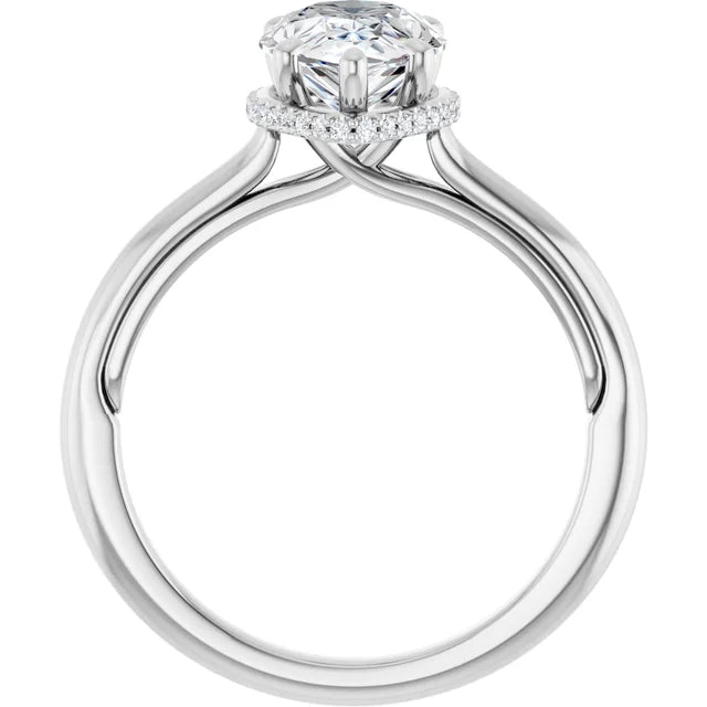 14k White Gold 1 1/2 CTW Pear-Shaped Diamond Halo Ring