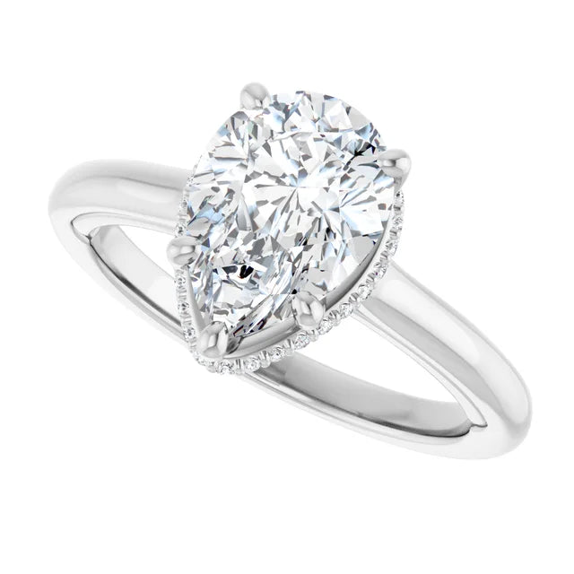 14k White Gold 1 1/2 CTW Pear-Shaped Diamond Halo Ring