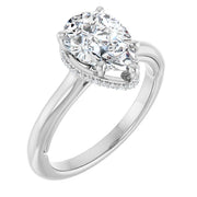 14k White Gold 1 1/2 CTW Pear-Shaped Diamond Halo Ring