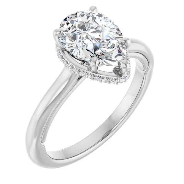 14k White Gold 1 1/2 CTW Pear-Shaped Diamond Halo Ring