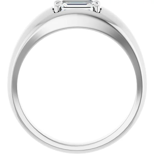 14k White Gold 1 1/4 CT Emerald-Cut Diamond Engagement Band Ring