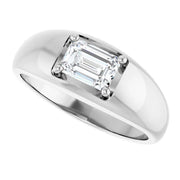 14k White Gold 1 1/4 CT Emerald-Cut Diamond Engagement Band Ring