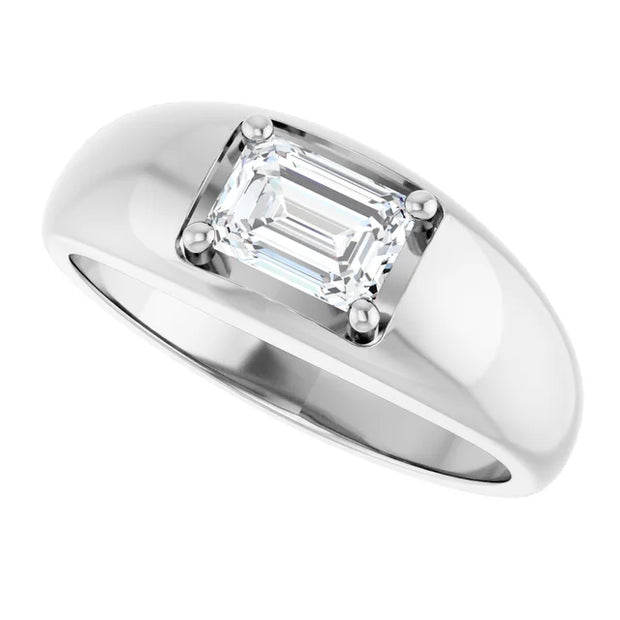 14k White Gold 1 1/4 CT Emerald-Cut Diamond Engagement Band Ring