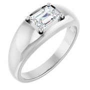 14k White Gold 1 1/4 CT Emerald-Cut Diamond Engagement Band Ring
