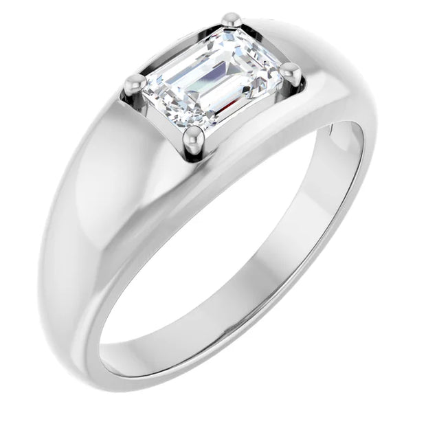 14k White Gold 1 1/4 CT Emerald-Cut Diamond Engagement Band Ring