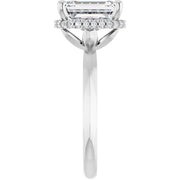 14k White Gold 1 1/4 CT Emerald-Cut Diamond Engagement Ring with Scalloped Diamond Halo