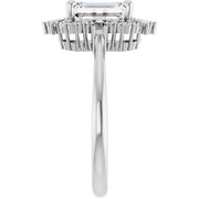 14k White Gold 1 1/4 CT Emerald-Cut Diamond Halo Ring with Mixed Diamond Accents