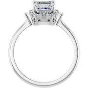 14k White Gold 1 1/4 CT Emerald-Cut Diamond Halo Ring with Mixed Diamond Accents
