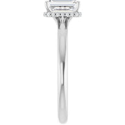 14k White Gold 1 1/4 CT Emerald-Cut Diamond Ring with Pavé Halo Detail