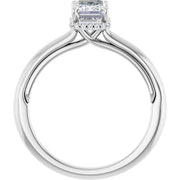 14k White Gold 1 1/4 CT Emerald-Cut Diamond Ring with Pavé Halo Detail