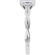 14k White Gold 1 1/4 CT Emerald-Cut Diamond Ring with Twisted Band Design