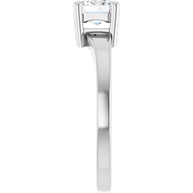 14k White Gold 1 1/4 CT Emerald-Cut Diamond Solitaire Ring with Bold Tapered Band