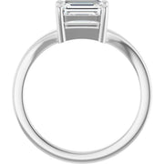 14k White Gold 1 1/4 CT Emerald-Cut Diamond Solitaire Ring with Bold Tapered Band