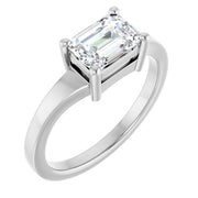 14k White Gold 1 1/4 CT Emerald-Cut Diamond Solitaire Ring with Bold Tapered Band