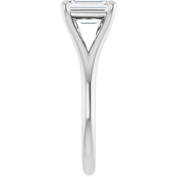 14k White Gold 1 1/4 CT Emerald-Cut Diamond Solitaire Ring with Split Shank