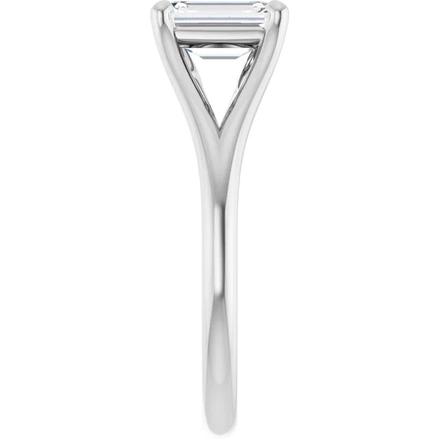 14k White Gold 1 1/4 CT Emerald-Cut Diamond Solitaire Ring with Split Shank
