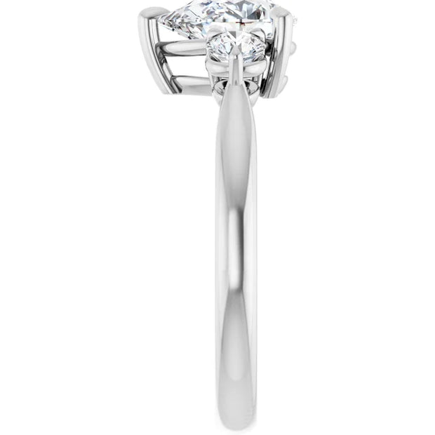 14k White Gold 1 1/4 CTW Pear-Shaped Diamond Three-Stone Ring