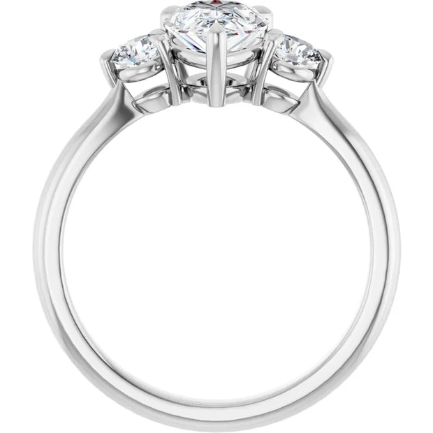 14k White Gold 1 1/4 CTW Pear-Shaped Diamond Three-Stone Ring