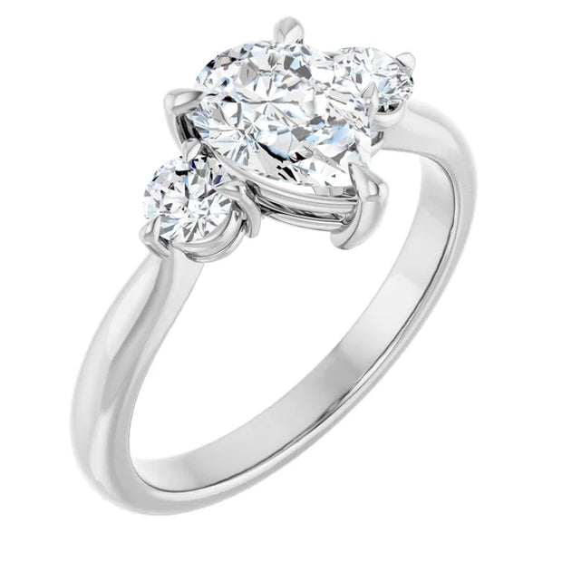 14k White Gold 1 1/4 CTW Pear-Shaped Diamond Three-Stone Ring
