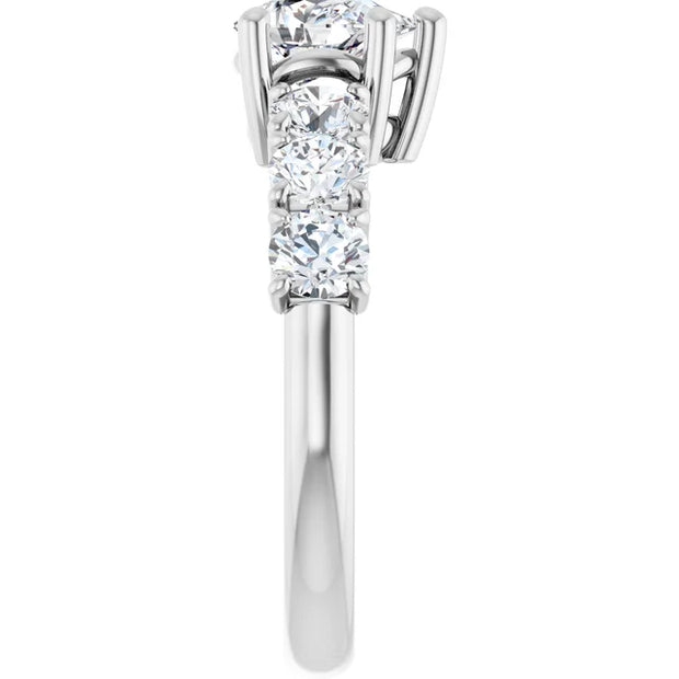 14k White Gold 1 3/4 CTW Pear-Shaped Diamond Ring with Graduated Accents