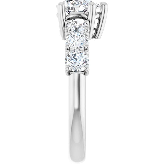 14k White Gold 1 3/4 CTW Pear-Shaped Diamond Ring with Graduated Accents