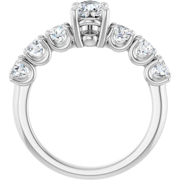 14k White Gold 1 3/4 CTW Pear-Shaped Diamond Ring with Graduated Accents
