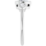 14k White Gold 1 3/4 CTW Pear-Shaped Diamond Three-Stone Ring with Bezel Settings