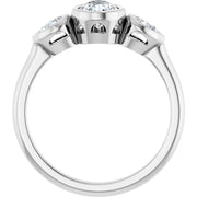 14k White Gold 1 3/4 CTW Pear-Shaped Diamond Three-Stone Ring with Bezel Settings